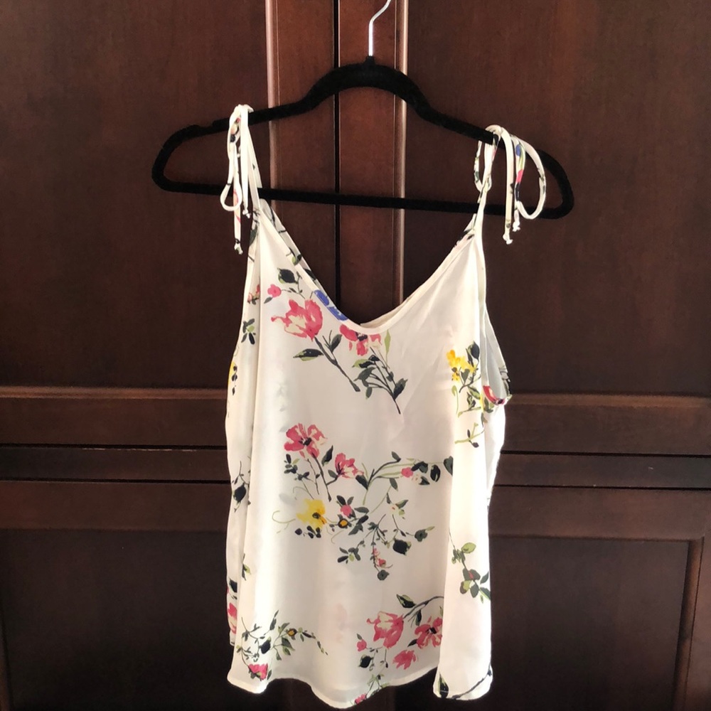 White Floral Blouse/Tank Top